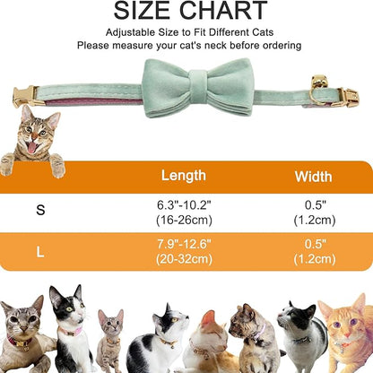 Personalized Cat Collar with Bells,Velvet Customized Small Cat Collar with Name Tag,Pet Collar with Name Phone Number Engraved ID Tags for Boy and Girl Kitten Cats (Cream)