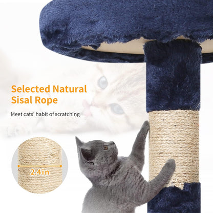 BestPet Cat Tree 36 inch Tall Scratching Toy Activity Centre Cat Tower Cat Condo Multi-Level Furniture Scratching Posts for Indoor Cats,Navy Blue
