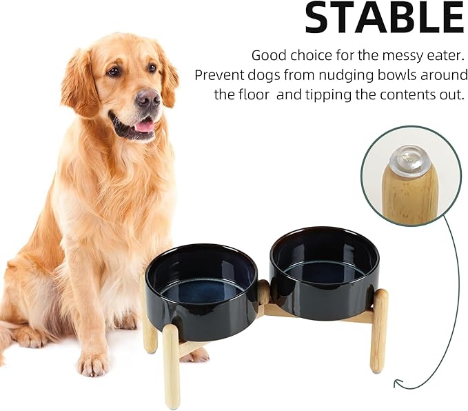 Ceramic 7.3inch Raised Double Bowls Set