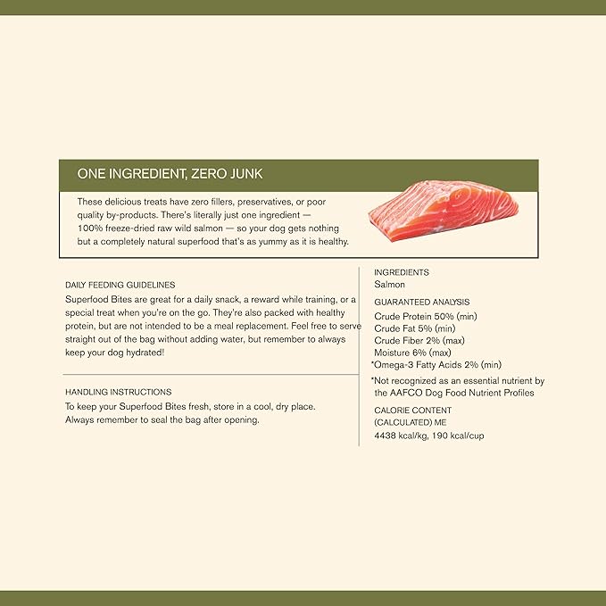 BADLANDS RANCH - Superfood Bite, Freeze-Dried Raw Dog Treats - Protein Rich, Train & Reward, Traceable Single Ingredient by Katherine Heigl (Wild Salmon)