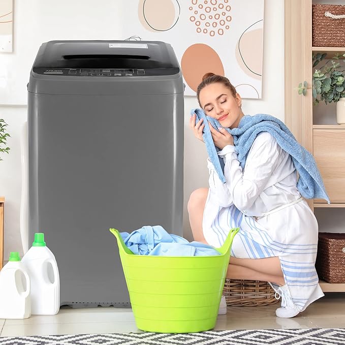 Anukis Fully Automatic Washing Machine, 13 lbs Capacity Compact Laundry Washer