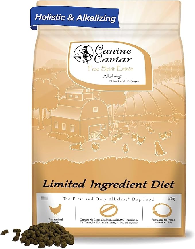 Canine Caviar - Free Spirit: Chicken & Pearl Millet Alkaline Dry Dog Food, Limited Ingredients, Gluten-Free, Based on Science & Research, Veterinary Alternative Diet (11 Pound Bag)