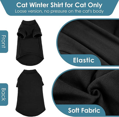 SUNFURA Turtleneck Sweater for Cat, Sphynx Cats Shirt Hairless Cat Sweaters with Sleeves, Warm and Soft Kitten Pullover Fleece Winter Pajamas Jumpsuit for Puppy Cats, Black S