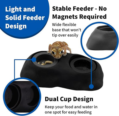 Pangea Ultimate Eco Dish, Crested Gecko Food and Water Bowl for Terrestrial Lizards, Durable Silicone Feeding Accessory for Reptile Terrariums 3.125in x 5.5in (Desert Marble)