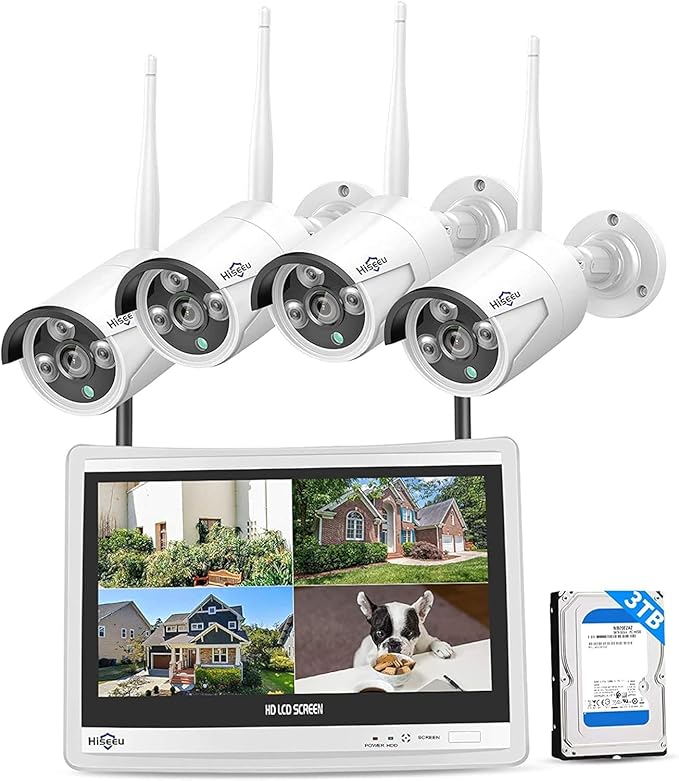 Hiseeu Home Security System, 2.4G/5G Wireless WiFi Pro, 4K NVR