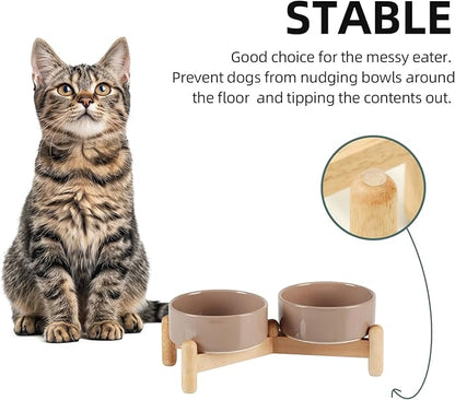 Ceramic 5.1inch Raised Double Bowls Set