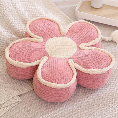 Sexysamba Flower Shaped Floor Seat Pillows Cushions 19.7" x 5.9", Cute Aesthetic Daisy Flower Decorative Throw Pillows Preppy Floor Seating Cushion for Girls Bedroom Room Sofa Chair Decor,Pink