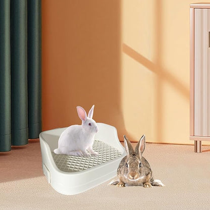 Tfwadmx Rabbit Litter Box Bunny Potty Training Litter Boxes Guinea Pig Corner Bedding Box Small Animal Toilet for Ferret,Chinchilla,Galesaur(White)