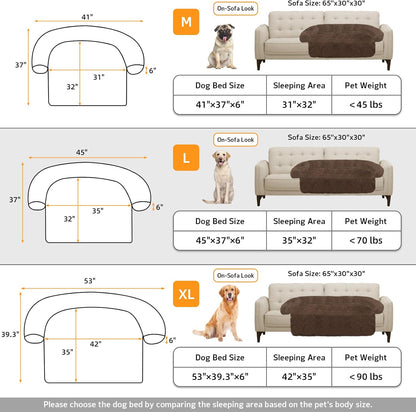 GGIB Calming Dog Bed Fluffy Plush Dog Mat for Furniture Protector with Removable Washable Cover for Large Medium Small Dogs and Cats (Large, Coffee)
