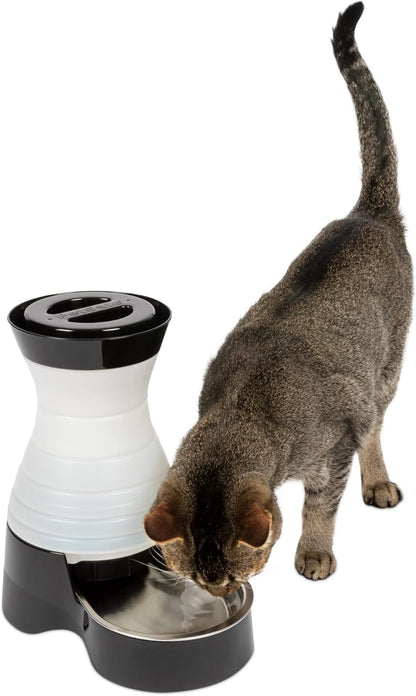 PetSafe Healthy Pet Water Station - Small, 64 oz Capacity - Gravity Pet Water Fountain, Automatic Cat Water Fountain, Dog Water Fountain, Water Dispenser - Removable Stainless Steel Bowl Included