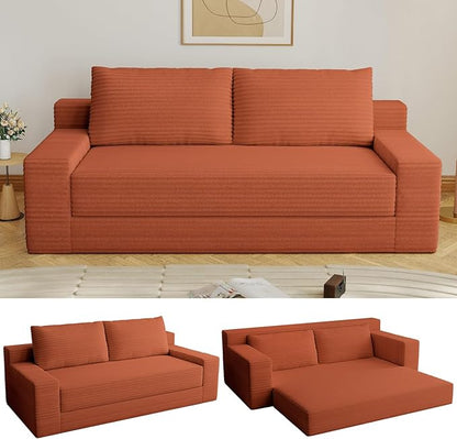 70.78" Loveseat Sofa, Modern Small Corduroy Couch Comfy Deep Seat for Living Room, Bedroom, Apartment, Home Office, No Assembly, Orange