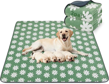 LOOBANI Extra Large Whelping Pad, 48"x48" Dog Pee Pads Washable, 2 Pack | Soft Reusable Dog Playpen Mat, Fast Absorbent, Non Slip, Waterproof And Leakproof For Floor, Crate, Potty Training