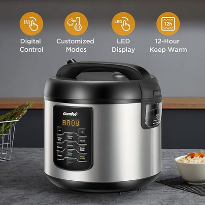COMFEE' Rice Cooker 10 cup Uncooked/20 cup Cooked, Rice Maker, Steamer and