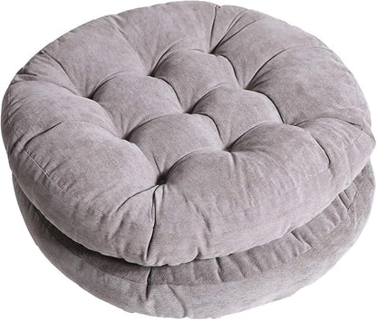 Tiita Patio Chair Cushions Round Seat Pillows Set of 2 Floor Pads 22" x 22" Throw Cushion for Indoor/Outdoor Furniture Sitting Living Room Garden, Grey
