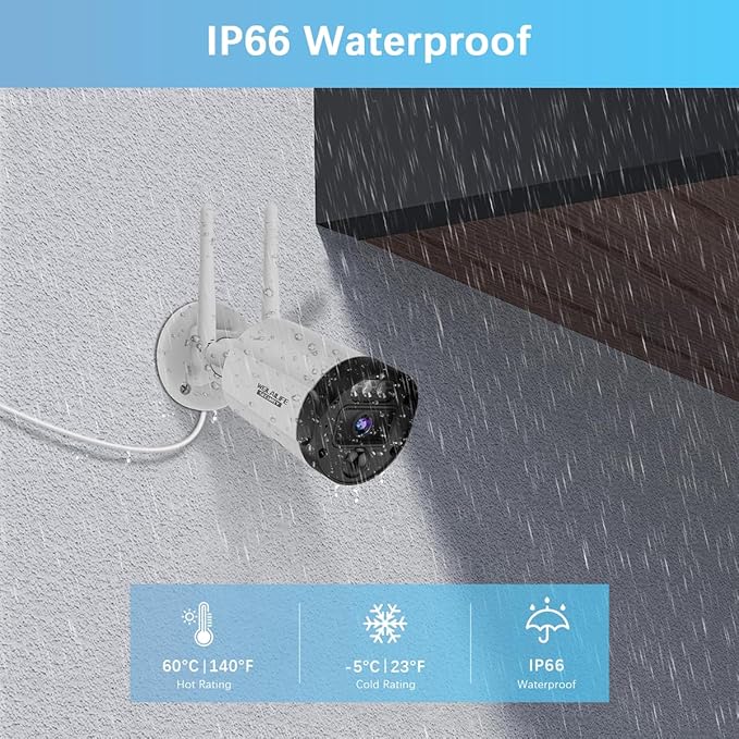 【90ft Super Night Vision】 5MP Outdoor Wireless Security Camera System, Wireless