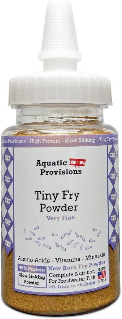 Aquatic Provisions Tiny Fry Fish Food 1.76 oz, Fine Powder for Newborn Aquarium Fish