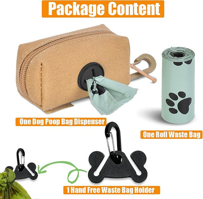 Dog Waste Bag Dispenser Pet Poop Bag Dispenser for Leash Accessory dog Poop Bag Holders Fits Dog Leash Include Hand Free Holder, Khaki, No-KaqiXB