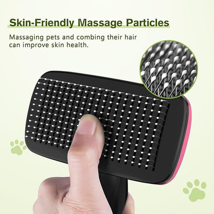 Pecute Self-Cleaning Slicker Brush for Dogs, Cats, Lightweight Dog Brush for Shedding Massaging Grooming, Cat Brush Gently Removes Loose Fur Undercoat for Small Dogs Cats Rabbits of All Hair Types