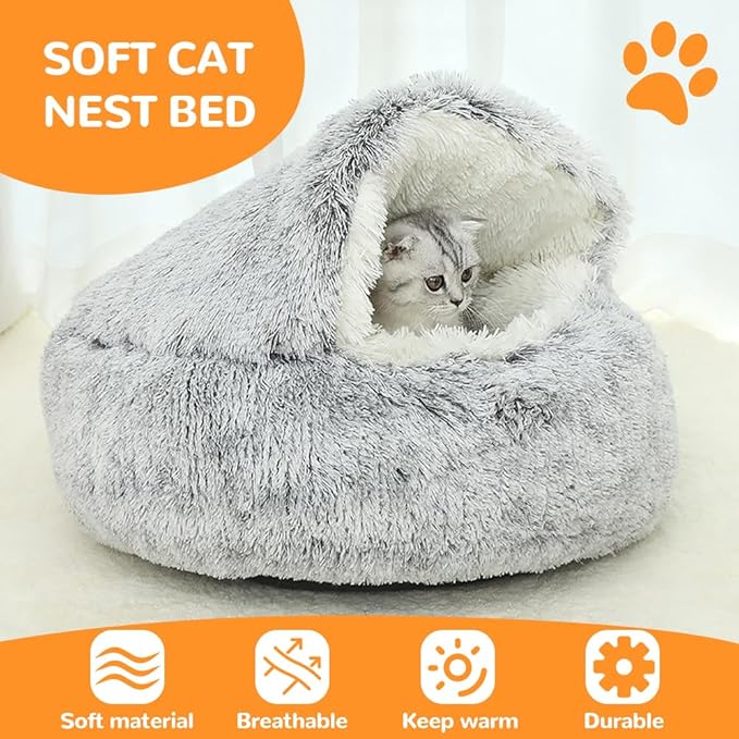 Lapcatz Nest Bed, 2026 Upgraded Cat Beds for Indoor Cats, Portable Fluffy Pet Bed, Durable Covered Cat Bed for Indoor Use, Soft Puppy Bed for Pet Owners (Pink, Large)