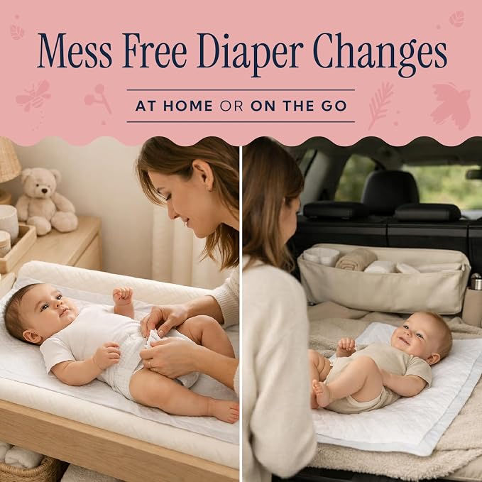 Peekapoo Disposable Baby Changing Pad Liners - Original Brand - 100 Pack | Super Soft, Waterproof, Ultra Absorbent, Fragrance-Free, No Dyes, 24 x 18 Inch, Portable, Travel-Friendly, BPA & PFAS Free