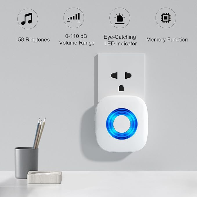 Wireless Doorbell with 2 Receivers 2 Buttons