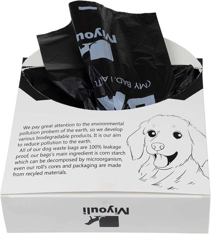300 Counts Extra Thick Black Pet Poop Waste Bags With Handles for Dogs Ocean Wind-Scented