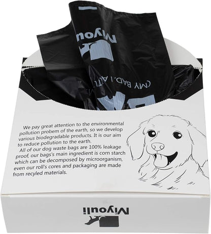 300 Counts Extra Thick Black Pet Poop Waste Bags With Handles for Dogs Ocean Wind-Scented