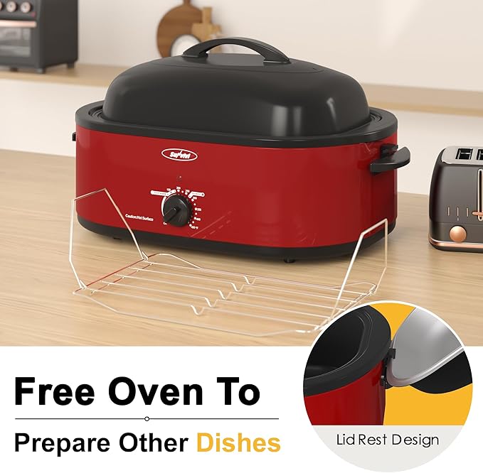 Sunvivi Roaster Oven with Self-Basting Lid, 18 Quart Electric Roaster with