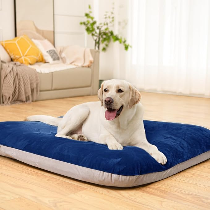 Magic Dog Super Soft Medium Dog Bed, 32 Inches Orthopedic Foam Pet Beds with Anti Slip Bottom, Dog Sleeping Mattress with Removable and Washable Cover, Blue M,32'' X 24'' X 3''
