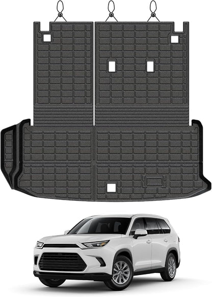 Mixsuper Cargo Liner for Toyota Grand Highlander 2024-2026, All Weather All-in-One Trunk & Backrest Mat, TPE Rear Seat Protector Accessories
