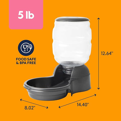 Petmate Replendish Gravity Automatic Dog Water Dispenser Pet Waterer and Pet Feeder Set with Microban Protection Base, 100% BPA Free, Wide Mouth Bowl - 1 Gallon Water, 5 lb Food