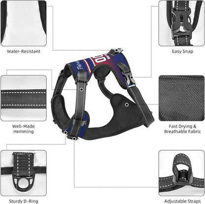 Personalized New York Dog Harness with Reflective Stripes Custom Name and Number Dog Vest Harness with Pet Traction Rope for Small Medium Large Dog