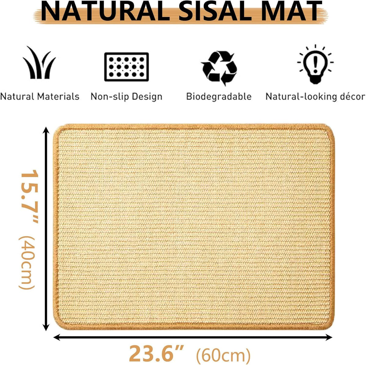 2PCS Rabbit Scratch Mat Natural Bunny Scratching Pad Claws and Teeth Care Rabbit Mats for Cages Chew Toys for Bunny Pet Cage Bedding for Biting Sleeping Nesting, 24x16