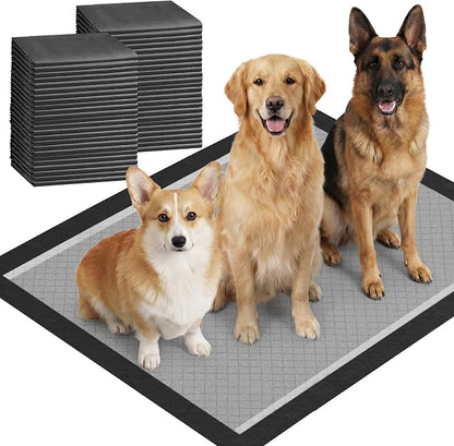 Charcoal Puppy Pads Extra Large Dog Pee Pads Odor-Control & Leak-Proof Disposable Pet Training Edge-Wrapping Thicken Potty Pad for Dogs, Cats, Rabbits, Black-30“x36(30 ct)