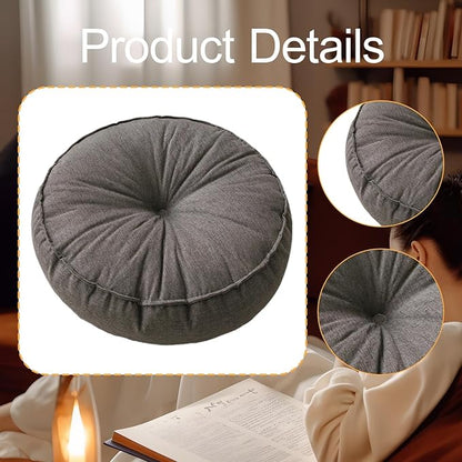 KiBcsLic Round Floor Pillow, Meditation Floor Pillow, Circle Small Seating Cushion for Sitting Sofa Bed Office, Deep Gray