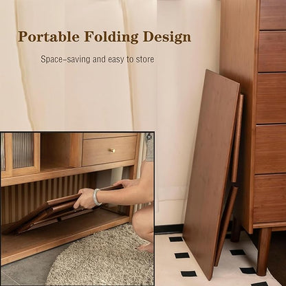 Kuabner Folding Floor Table Low Coffee Table for Sitting On The Floor Japanese Floor Table No Assembly Tatami FoldableTable for Living Room Home Office (Walnut, Small)