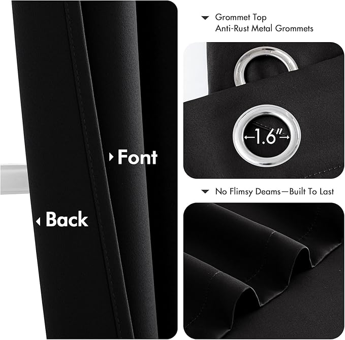 MIULEE Black Blackout Curtains