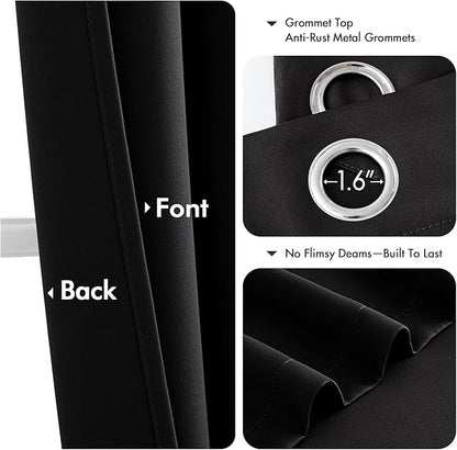 MIULEE Black Blackout Curtains