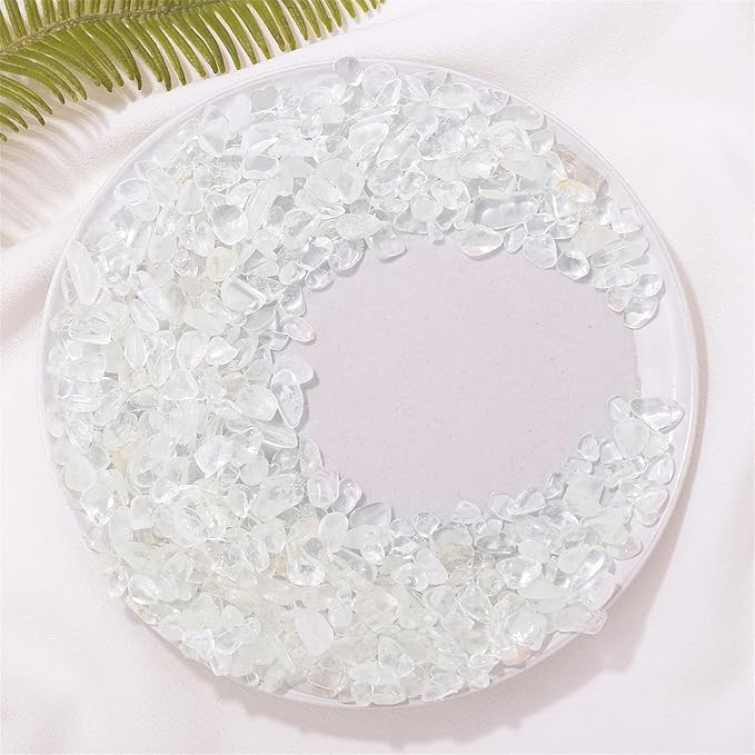 1lb Clear Quartz Aquarium Gravel Rocks Natural Tumbled Healing Crystal Chips Bulk Gemstones Crushed Stones for Fountain Vase Filler Planters Decorative Fish Tank Potted Reiki Energy Balancing
