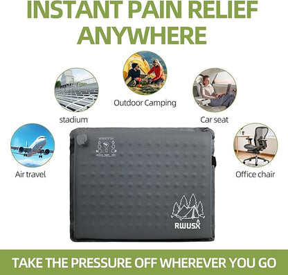 RWUSX Inflatable Stadium Seat Cushion, Portable Self Inflating Outdoor Seat Cushion for Stadium, Airplane, Travel, Camping, Car & Office