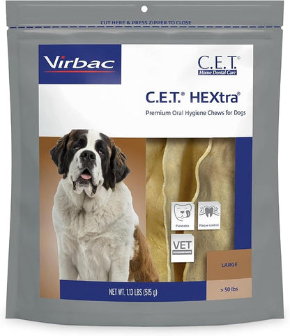 Virbac C.E.T. HEXtra Premium Oral Hygiene for Dogs, over 50lbs.