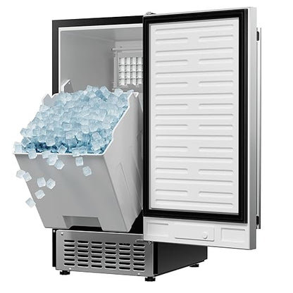 Coolski 15" W Commercial Under Counter Ice Maker Machine, 80 Lbs/Day, Bulit-in