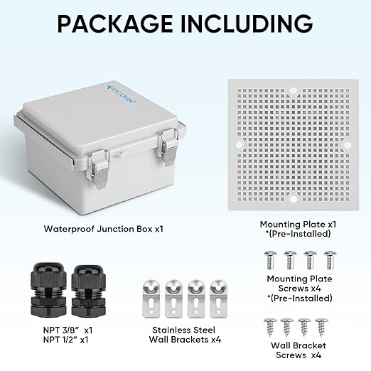 TICONN Waterproof Electrical Junction Box IP67 ABS Plastic Enclosure