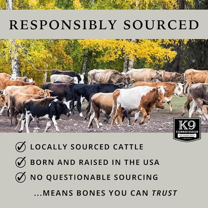 K9 Connoisseur Dog Bones Made in USA for Small and Medium Breed Dogs Natural Long Lasting Meaty Beef Knee Cap Bone Treats Best for Dogs Upto 50 Pounds 1 Pack 3 Count