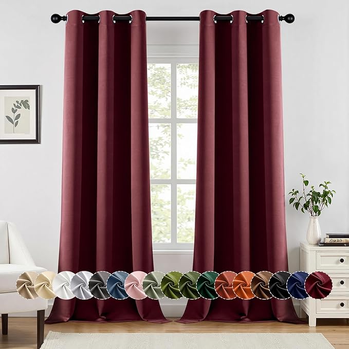 MIULEE Burgundy Red Blackout Curtains