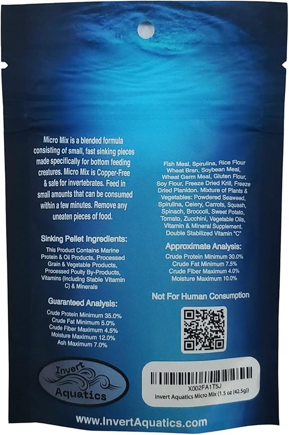 Micro Mix - Sinking Blended Diet for Snails, Shrimp & Bottom Feeding Fish (1.5 oz (42.5g))