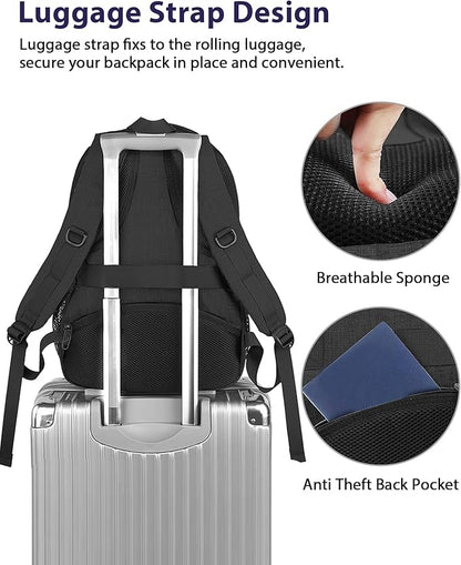 MATEIN 15.6 Inch Backpack for Men Women, 20 L Personal Item Casual Backpack Airline Approved, Water Resistant Laptop Computer Backpack with Multiple Organized Pockets, Black