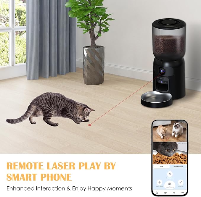 Automatic Cat Feeder with 2K Dual HD Cameras, 2.4/5G WiFi 6L Feeder, Pet Feeder