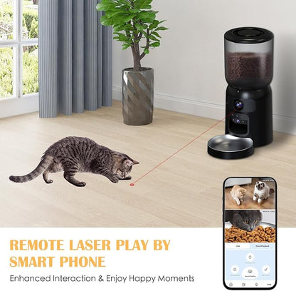 Automatic Cat Feeder with 2K Dual HD Cameras, 2.4/5G WiFi 6L Feeder, Pet Feeder