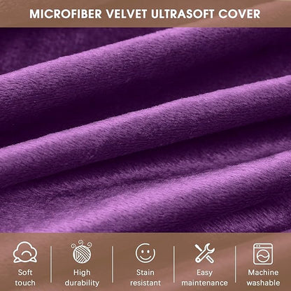 Bean Bag Chairs for Adults - Memory Foam Furniture BeanBag Chair - Kids/Teens Sofa with Soft Micro Fiber Cover - Round Fluffy Couch for Living Room Bedroom College Dorm - 3 ft, Purple